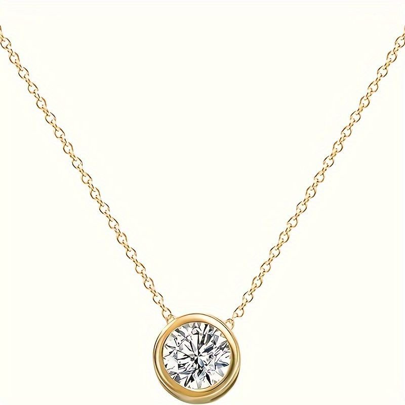 14k Solid Gold Cubic Zirconia Round Solitaire Pendant-Material