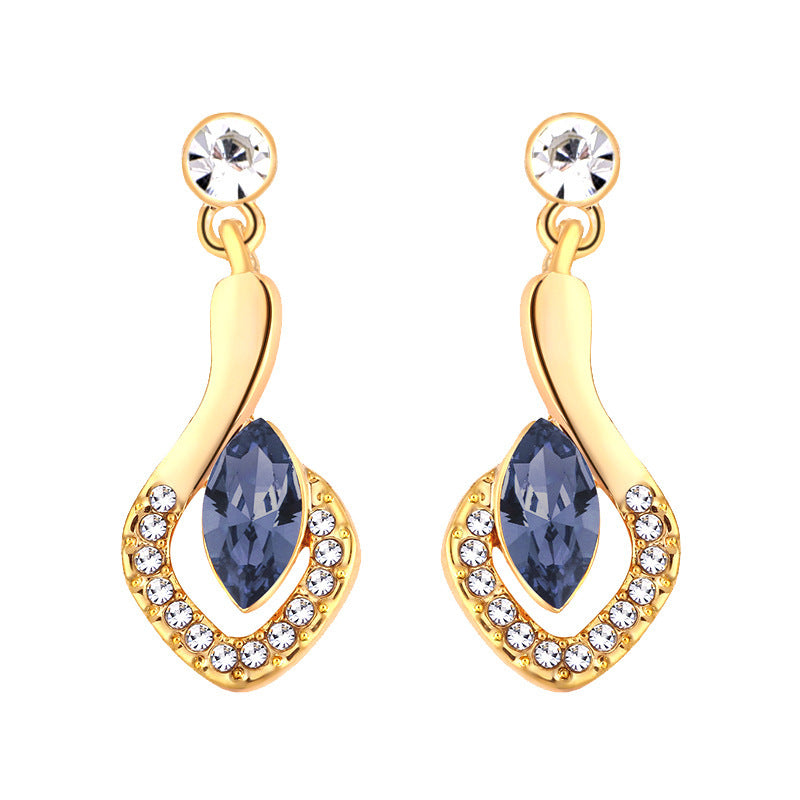 Diamond-shaped Horse Eye Crystal Stud Earrings Fashion All-match