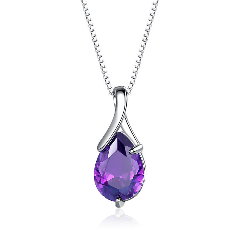 Sterling Silver S925 Pendant Vintage Amethyst Elegant Women's Jewellery