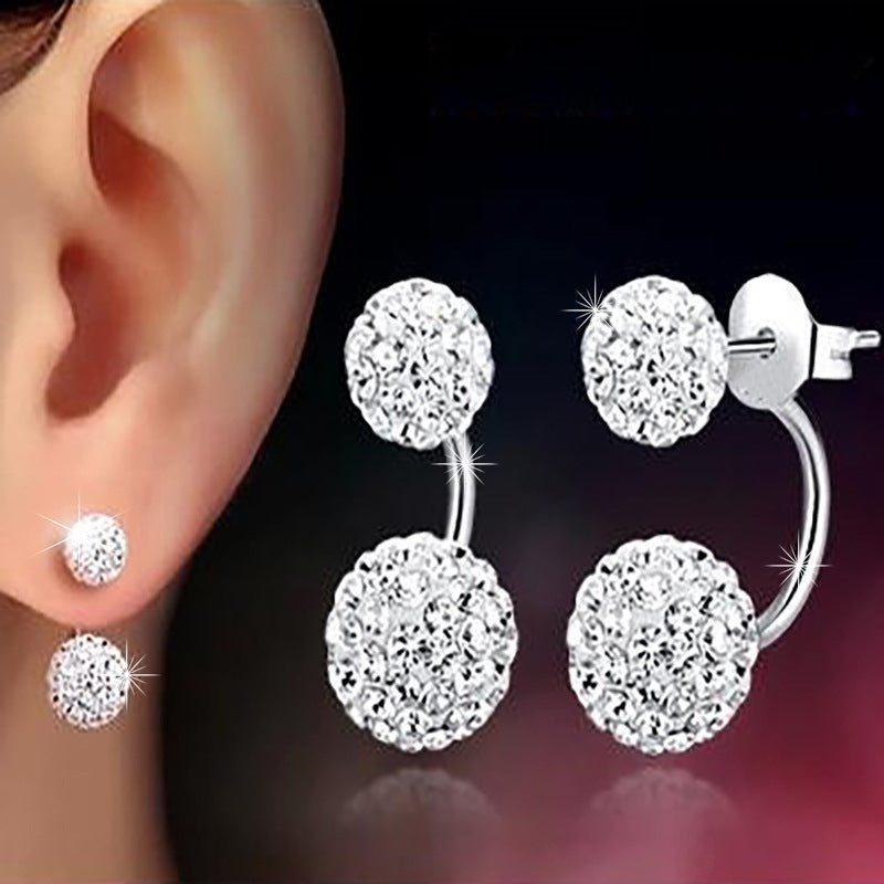 Promotional Shambhala Double Ball Design Sparkling Cubic Zirconia Women's Earrings Ladies Jewellery Birthday Gift Oorbellen