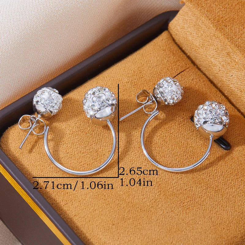 Promotional Shambhala Double Ball Design Sparkling Cubic Zirconia Women's Earrings Ladies Jewellery Birthday Gift Oorbellen