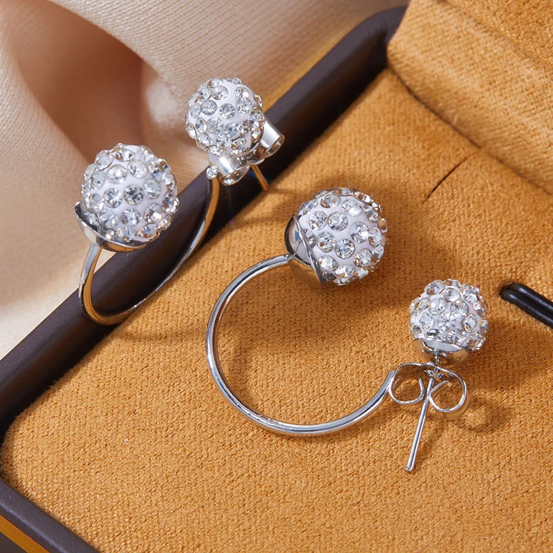 Promotional Shambhala Double Ball Design Sparkling Cubic Zirconia Women's Earrings Ladies Jewellery Birthday Gift Oorbellen