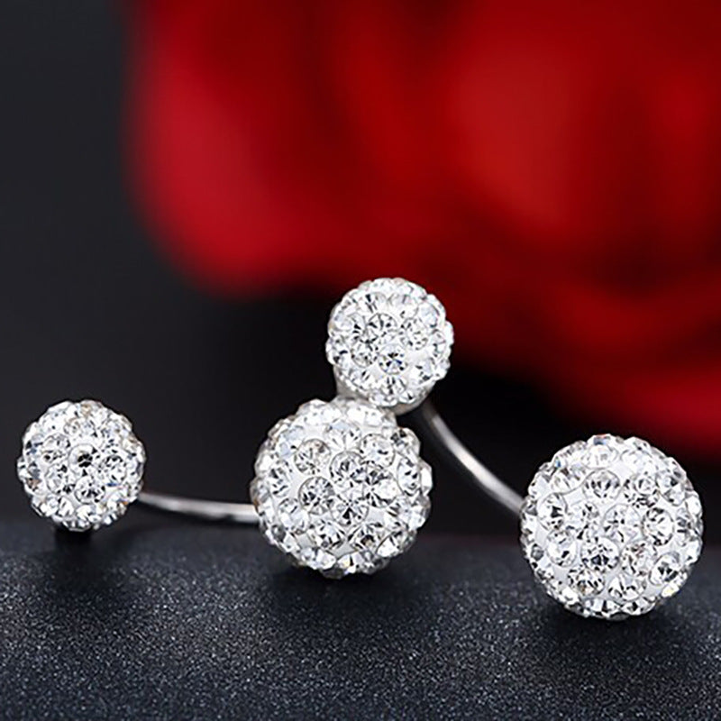 Promotional Shambhala Double Ball Design Sparkling Cubic Zirconia Women's Earrings Ladies Jewellery Birthday Gift Oorbellen